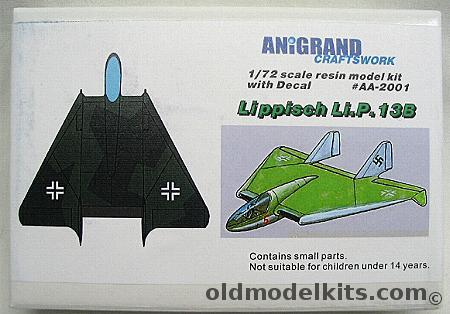 Anigrand 1/72 Lippisch LI.P.13B Coal-Fired Ramjet Fighter, AA2001 plastic model kit